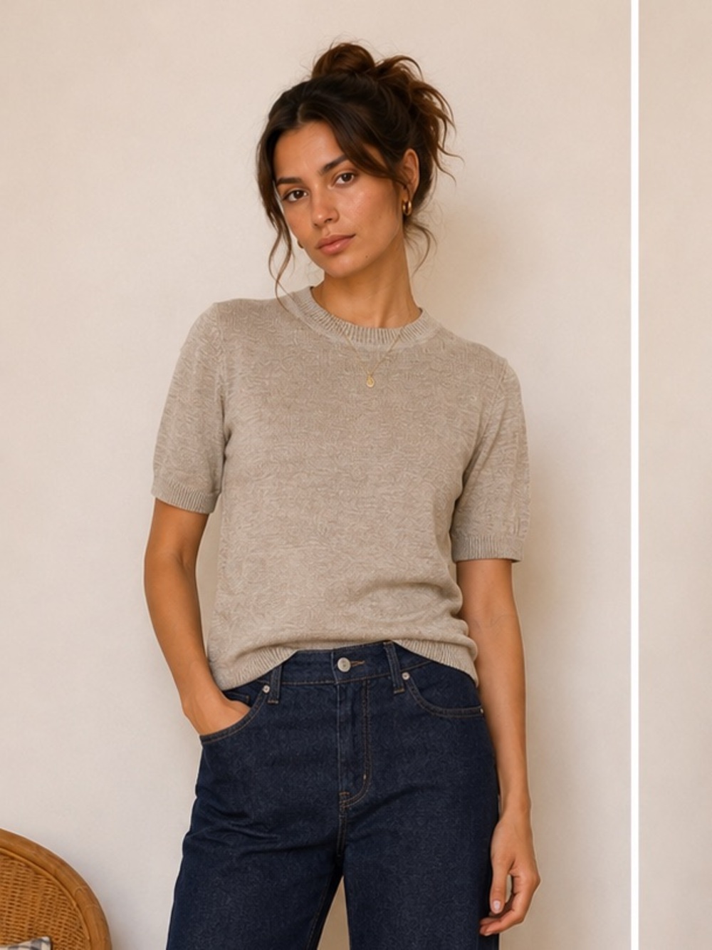 Opera Campi Hemp Knit Tee Natural Oatmeal Made in Italy Unisex S